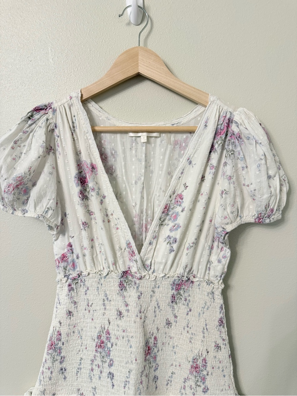 LoveShackFancy Radia Floral Smocked Ruffle Mini Dress Size M - Picture 7 of 10